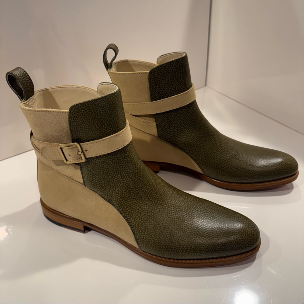 Caffaro Men’s The Runway Judphor Green Sand Belted Slip On Boot